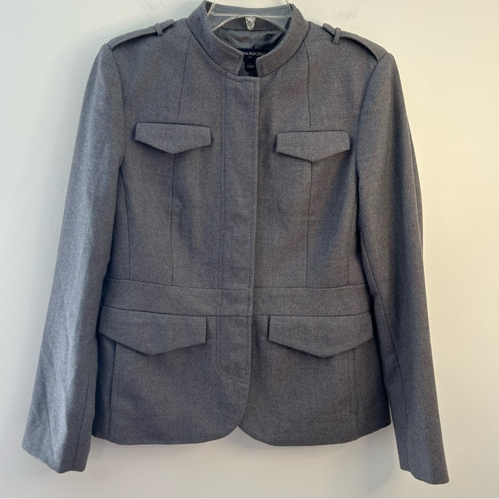 Banana Republic Military Wool Jacket Size 8 Gray